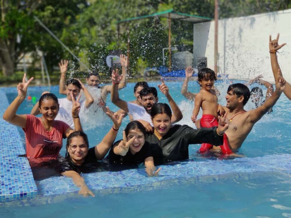 pool fun at new year party in seven corbett